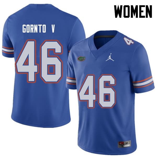 Women's NCAA Florida Gators Harry Gornto V #46 Stitched Authentic Jordan Brand Royal College Football Jersey VID6765HQ